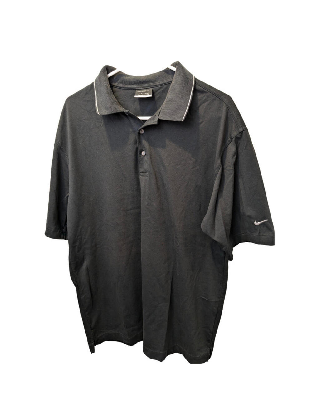 Men's Nike Golf Shirt Large - Black with White Trim, Large
